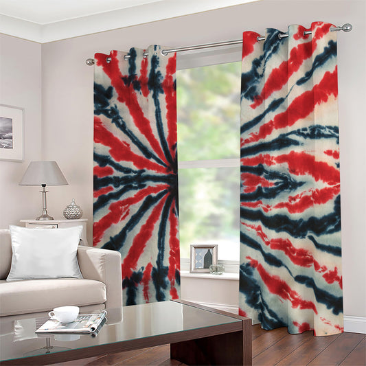 Black And Red Spider Tie Dye Print Blackout Grommet Curtains