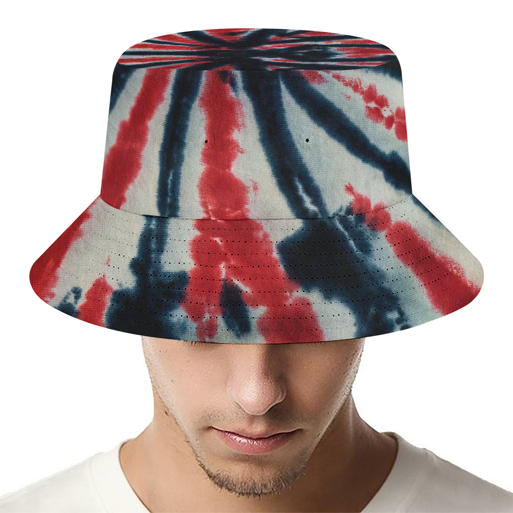 Black And Red Spider Tie Dye Print Bucket Hat