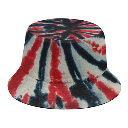 Black And Red Spider Tie Dye Print Bucket Hat