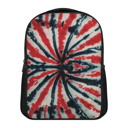 Black And Red Spider Tie Dye Print Casual Backpack