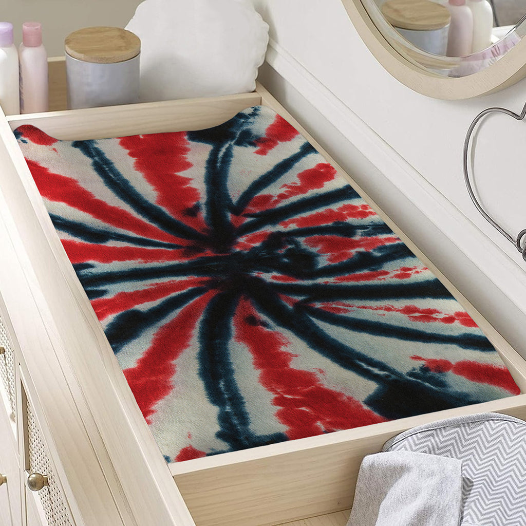 Black And Red Spider Tie Dye Print Changing Pad Cover