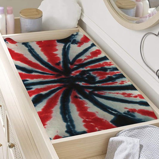 Black And Red Spider Tie Dye Print Changing Pad Cover