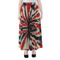 Black And Red Spider Tie Dye Print Chiffon Maxi Skirt