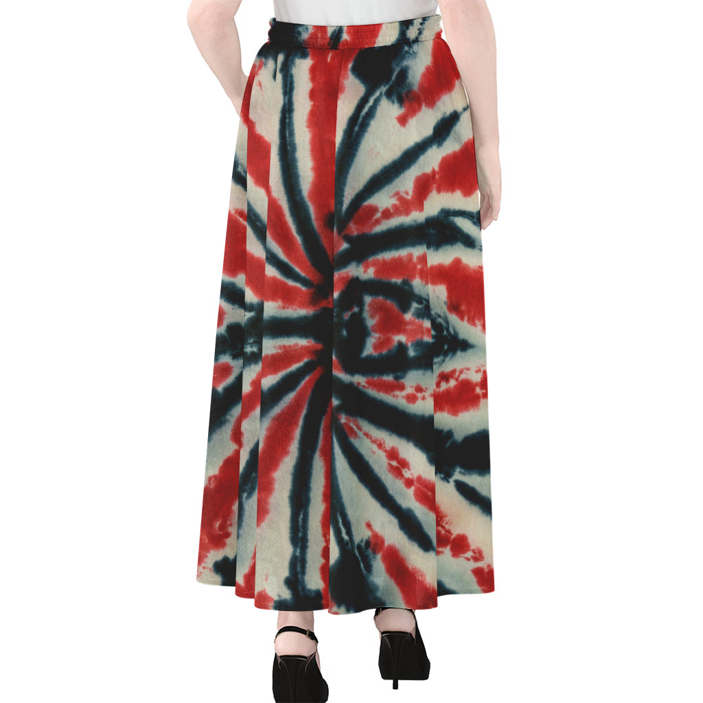 Black And Red Spider Tie Dye Print Chiffon Maxi Skirt