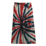 Black And Red Spider Tie Dye Print Cotton Front Slit Maxi Skirt