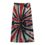 Black And Red Spider Tie Dye Print Cotton Front Slit Maxi Skirt