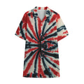 Black And Red Spider Tie Dye Print Cotton Hawaiian Shirt