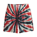 Black And Red Spider Tie Dye Print Cotton Shorts