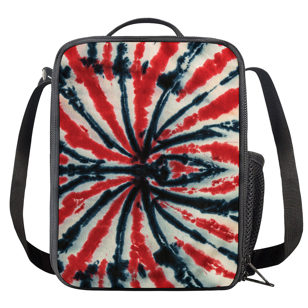 Black And Red Spider Tie Dye Print Crossbody Lunch Bag