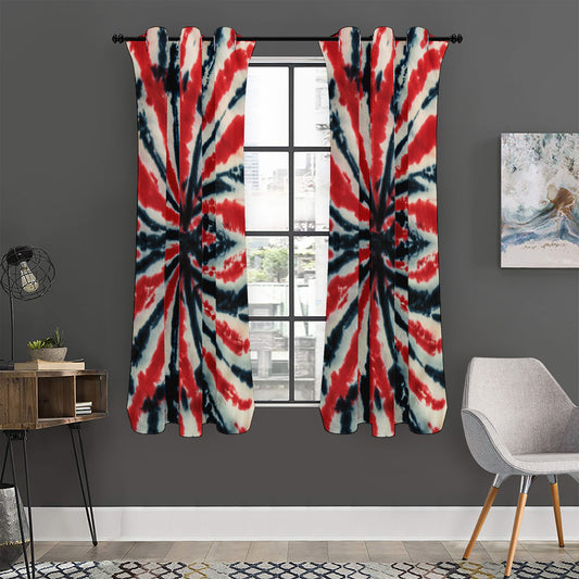 Black And Red Spider Tie Dye Print Curtain