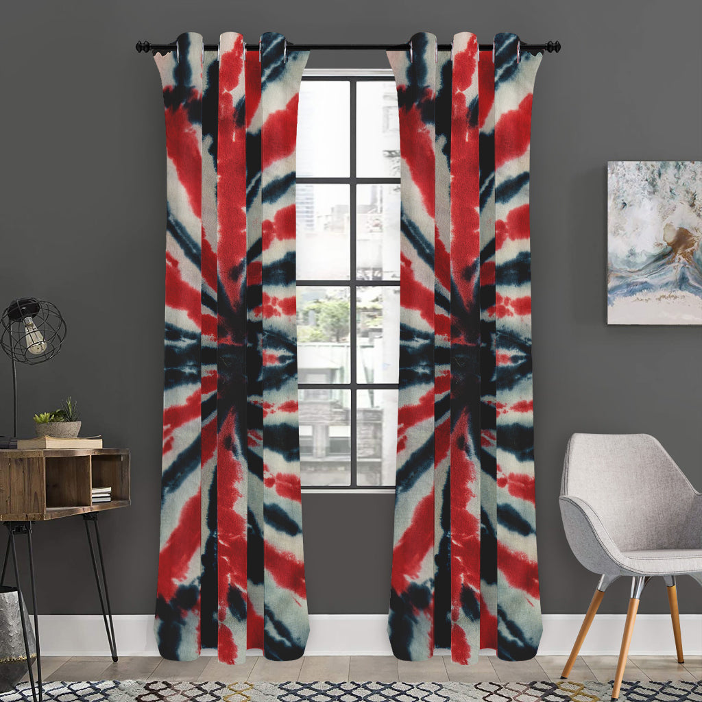 Black And Red Spider Tie Dye Print Curtain