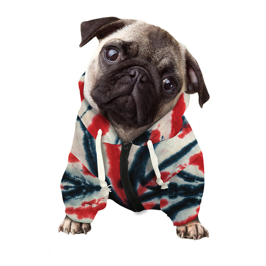 Black And Red Spider Tie Dye Print Dog Zip Up Hoodie
