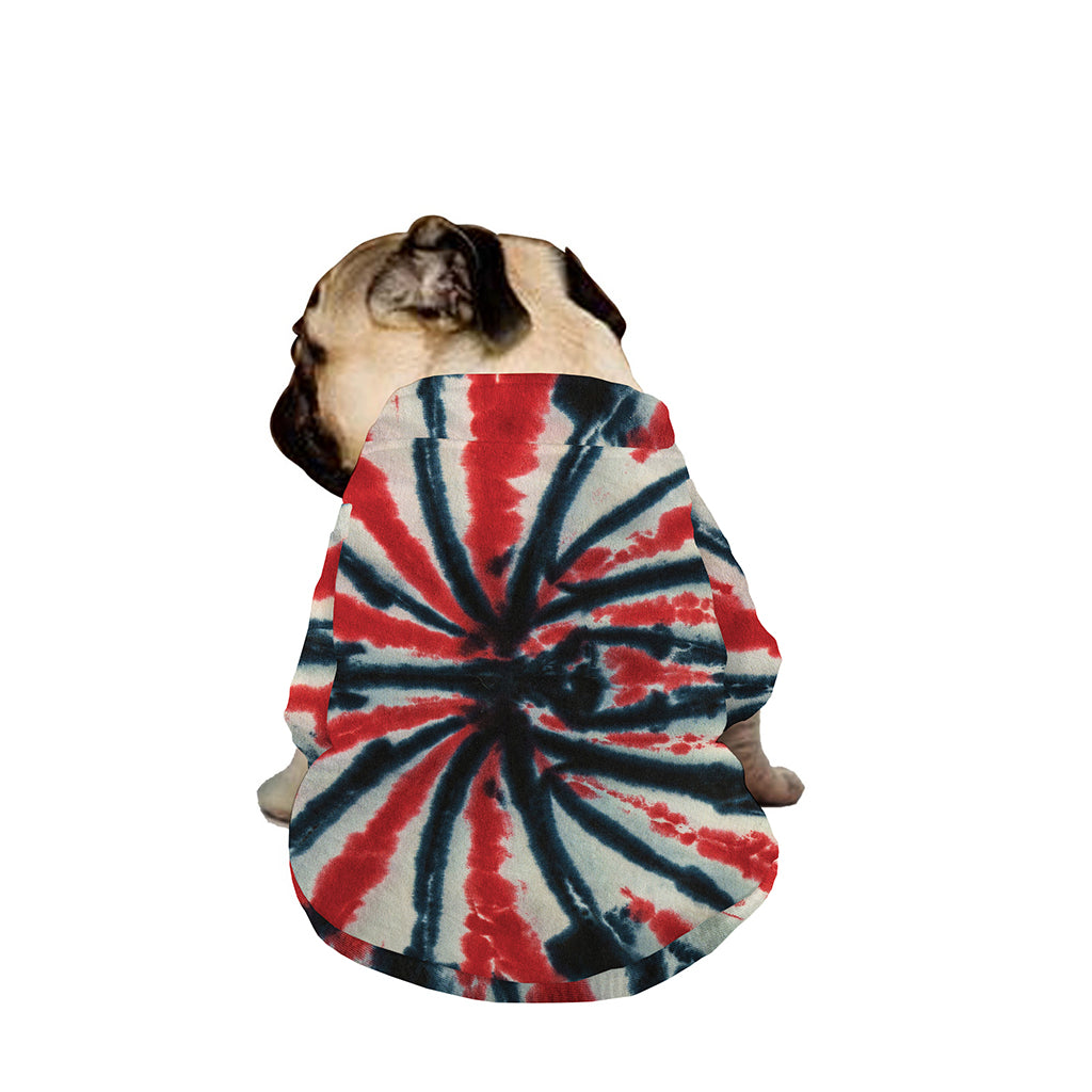 Black And Red Spider Tie Dye Print Dog Zip Up Jacket