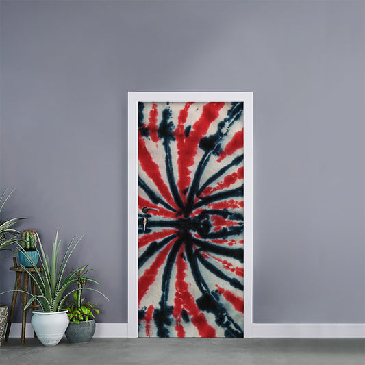 Black And Red Spider Tie Dye Print Door Sticker