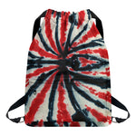 Black And Red Spider Tie Dye Print Drawstring Backpack