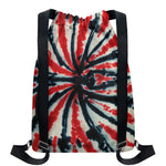 Black And Red Spider Tie Dye Print Drawstring Backpack