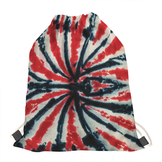 Black And Red Spider Tie Dye Print Drawstring Bag
