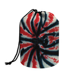 Black And Red Spider Tie Dye Print Drawstring Makeup Bag
