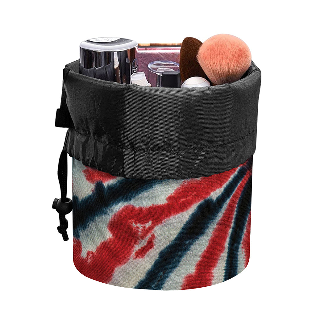 Black And Red Spider Tie Dye Print Drawstring Makeup Bag
