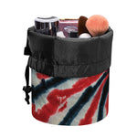 Black And Red Spider Tie Dye Print Drawstring Makeup Bag