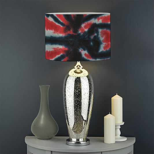 Black And Red Spider Tie Dye Print Drum Lamp Shade