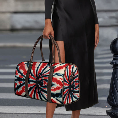 Black And Red Spider Tie Dye Print Duffle Bag
