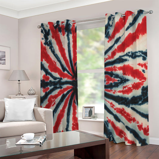 Black And Red Spider Tie Dye Print Extra Wide Grommet Curtains