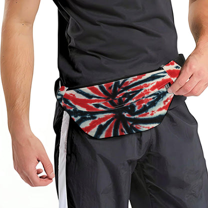 Black And Red Spider Tie Dye Print Fanny Pack
