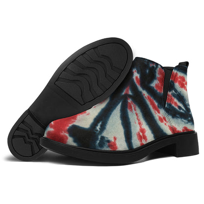 Black And Red Spider Tie Dye Print Flat Ankle Boots