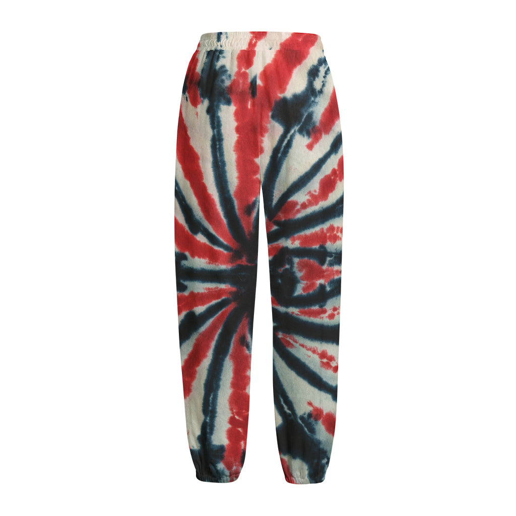 Black And Red Spider Tie Dye Print Fleece Lined Knit Pants