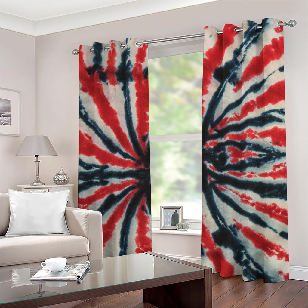 Black And Red Spider Tie Dye Print Grommet Curtains