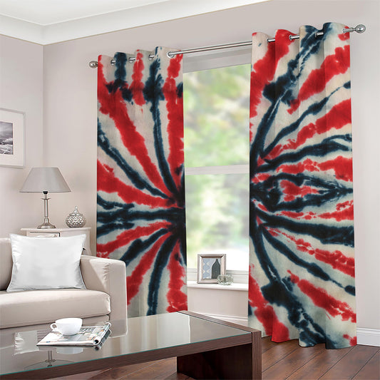 Black And Red Spider Tie Dye Print Grommet Curtains