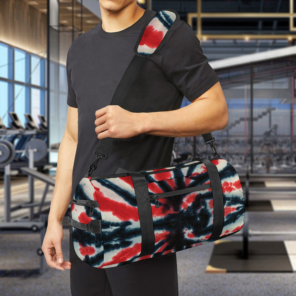 Black And Red Spider Tie Dye Print Gym Bag