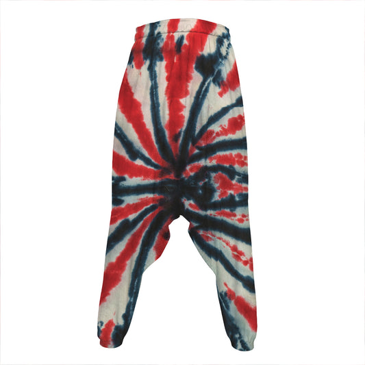 Black And Red Spider Tie Dye Print Hammer Pants