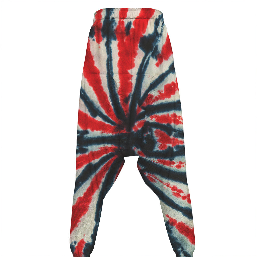 Black And Red Spider Tie Dye Print Hammer Pants