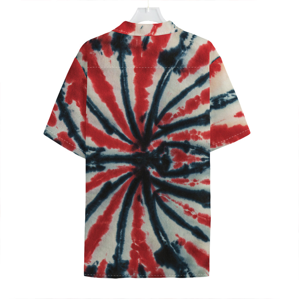 Black And Red Spider Tie Dye Print Hawaiian Shirt