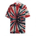 Black And Red Spider Tie Dye Print Hawaiian Shirt