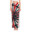 Black And Red Spider Tie Dye Print High Slit Maxi Skirt