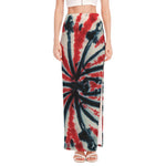 Black And Red Spider Tie Dye Print High Slit Maxi Skirt