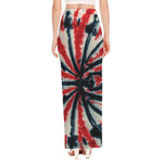 Black And Red Spider Tie Dye Print High Slit Maxi Skirt