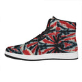 Black And Red Spider Tie Dye Print High Top Leather Sneakers