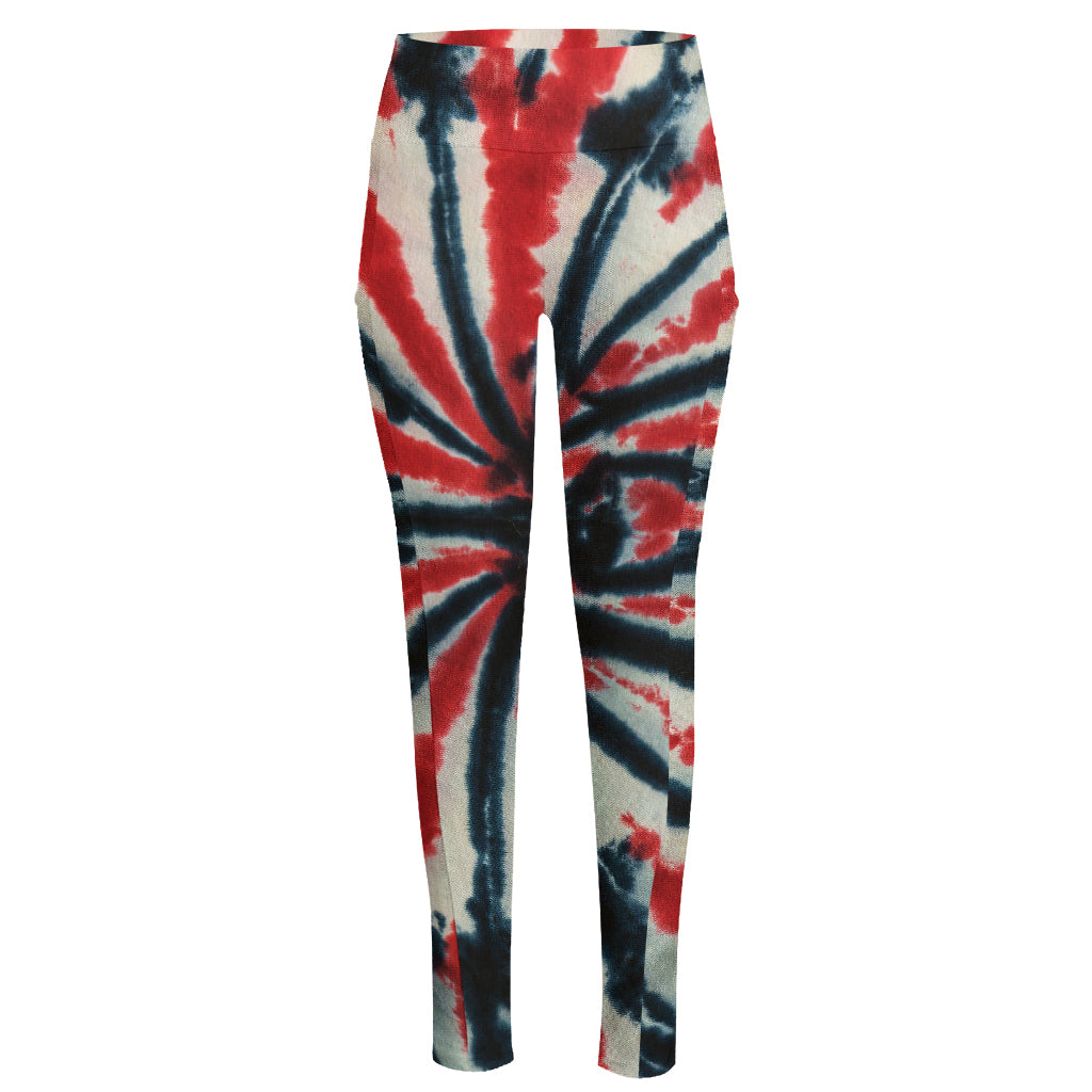 Black And Red Spider Tie Dye Print High-Waisted Pocket Leggings