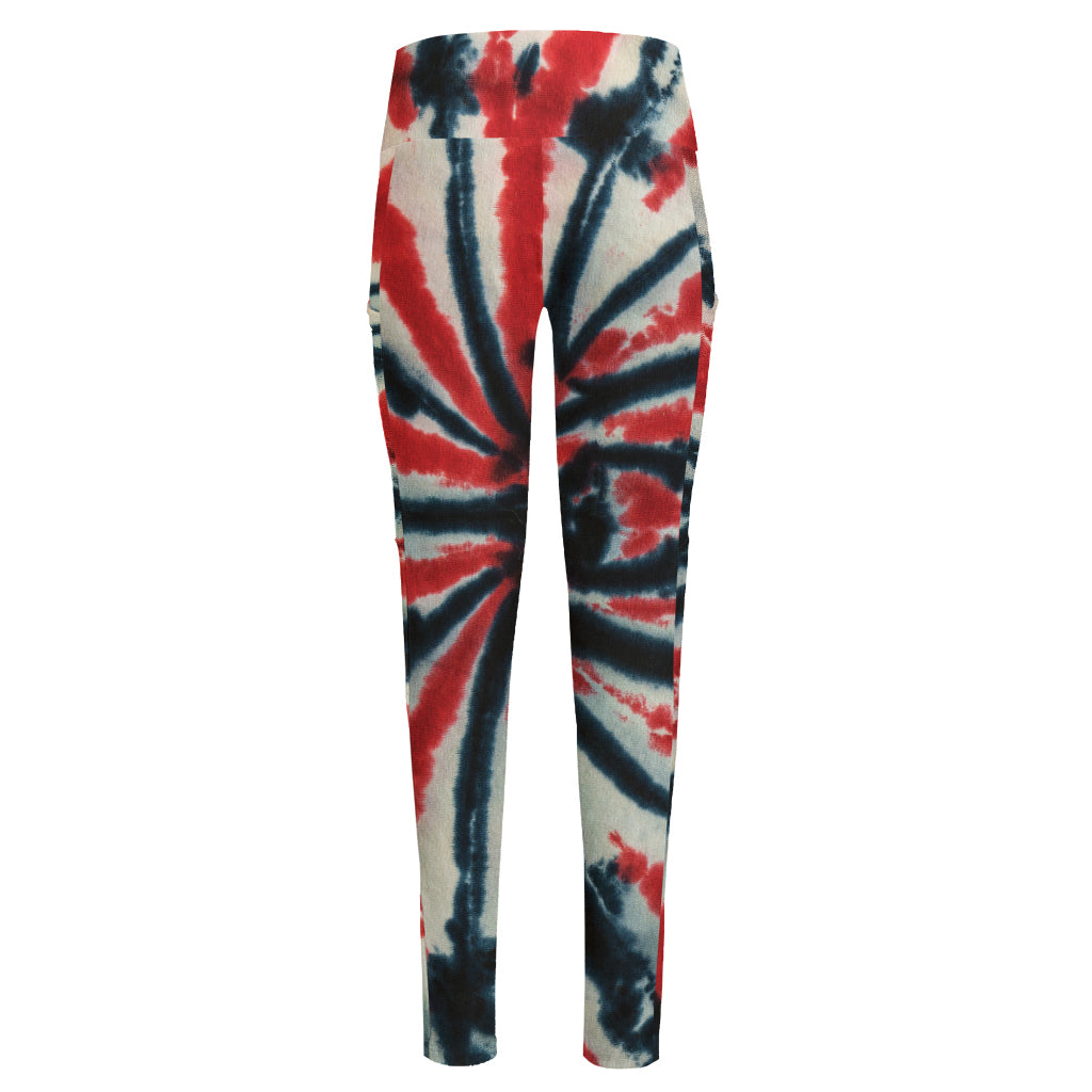 Black And Red Spider Tie Dye Print High-Waisted Pocket Leggings