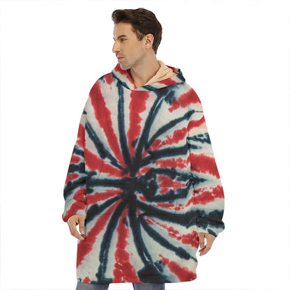 Black And Red Spider Tie Dye Print Hoodie Blanket