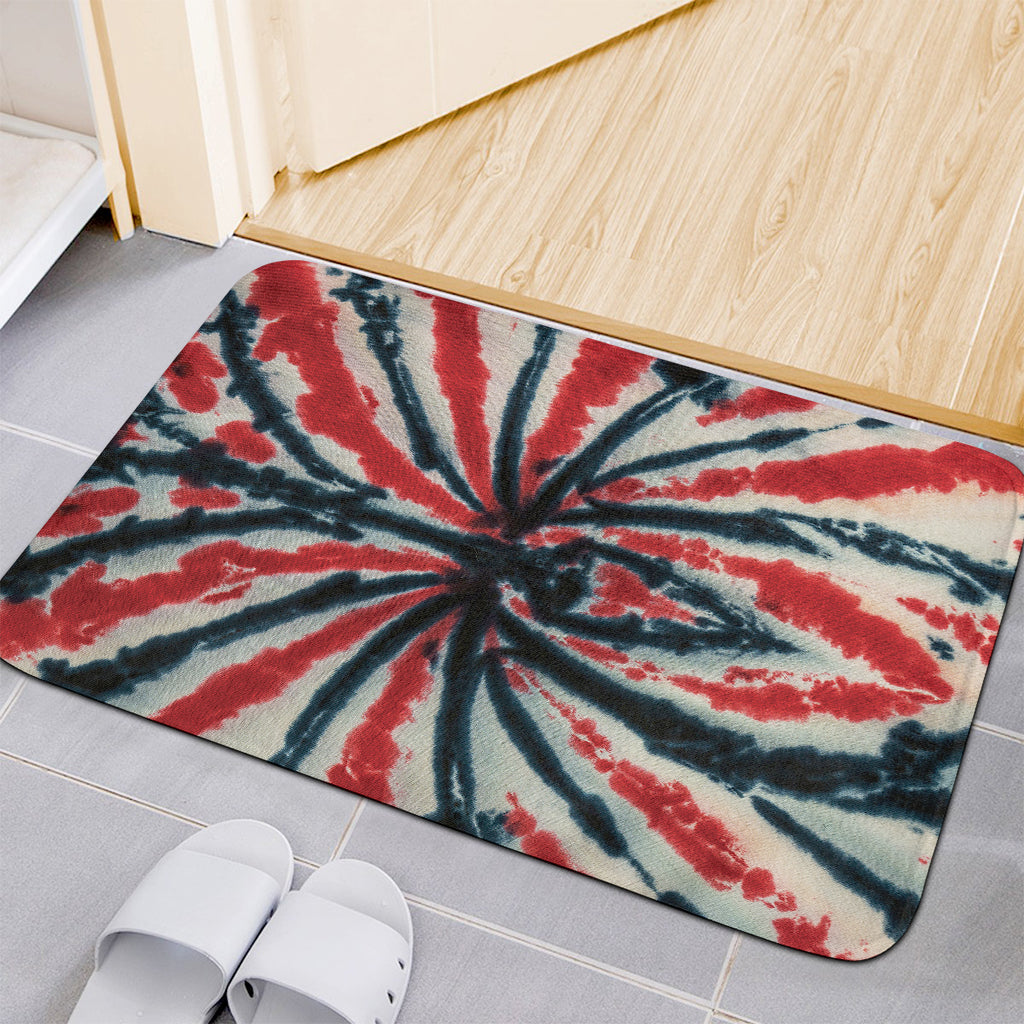 Black And Red Spider Tie Dye Print Indoor Door Mat