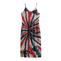 Black And Red Spider Tie Dye Print Jersey Midi Cami Dress