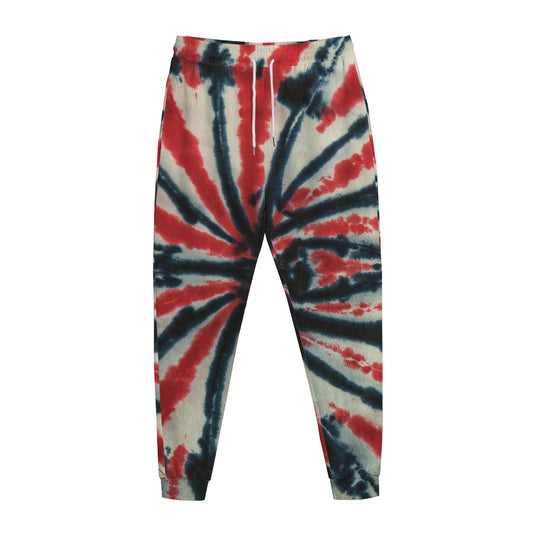 Black And Red Spider Tie Dye Print Jogger Pants