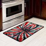 Black And Red Spider Tie Dye Print Kitchen Mat