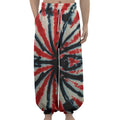 Black And Red Spider Tie Dye Print Lantern Pants