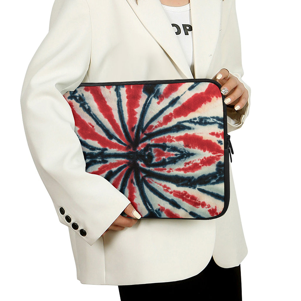 Black And Red Spider Tie Dye Print Laptop Sleeve